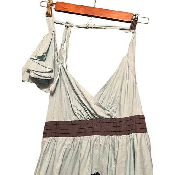 Anthropologie Stemmed Sweetbriar Dress Nathalie Lete •6• Halter Blue Floral $168 - Picture 7 of 16